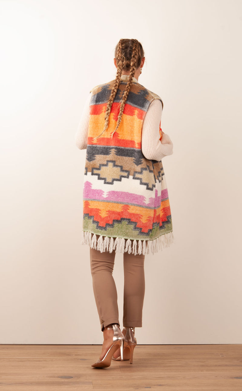 Strickmantel Orange | Beige | Multicolor