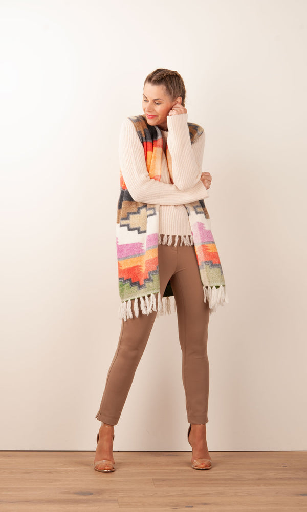 Strickmantel Orange | Beige | Multicolor