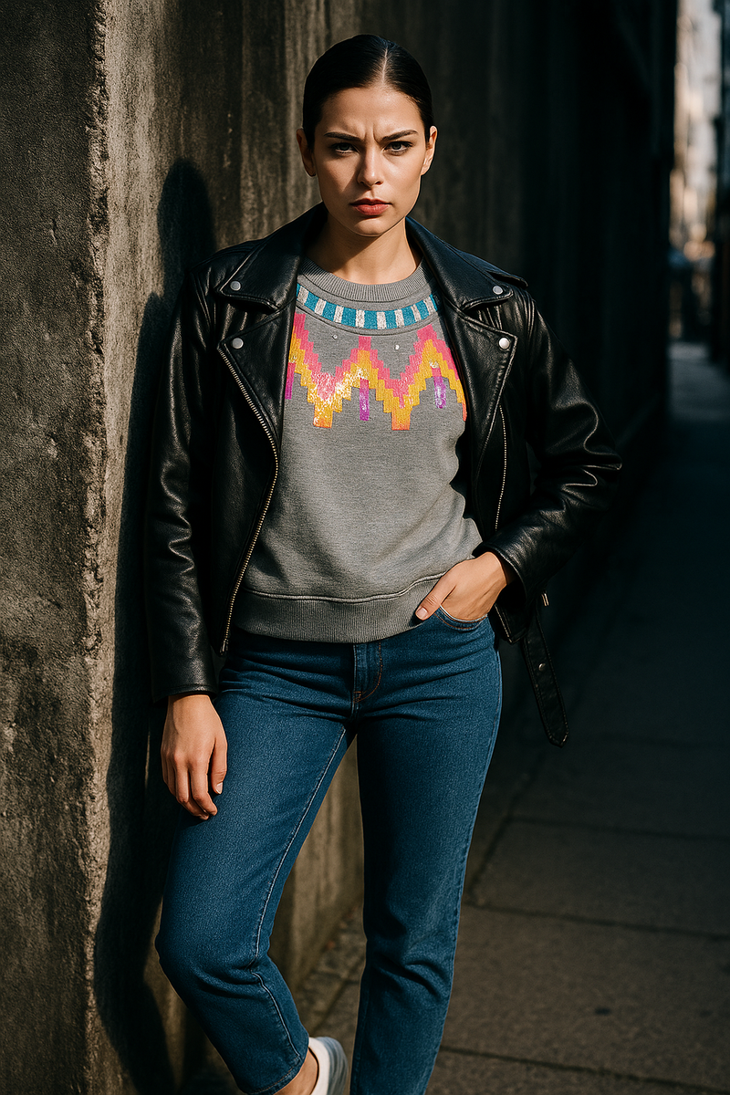 Sweatshirt Melange Grau | Multicolor