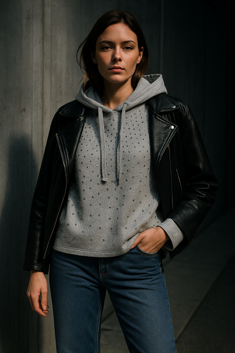 Sweatshirt „Strass“ Melange Grau