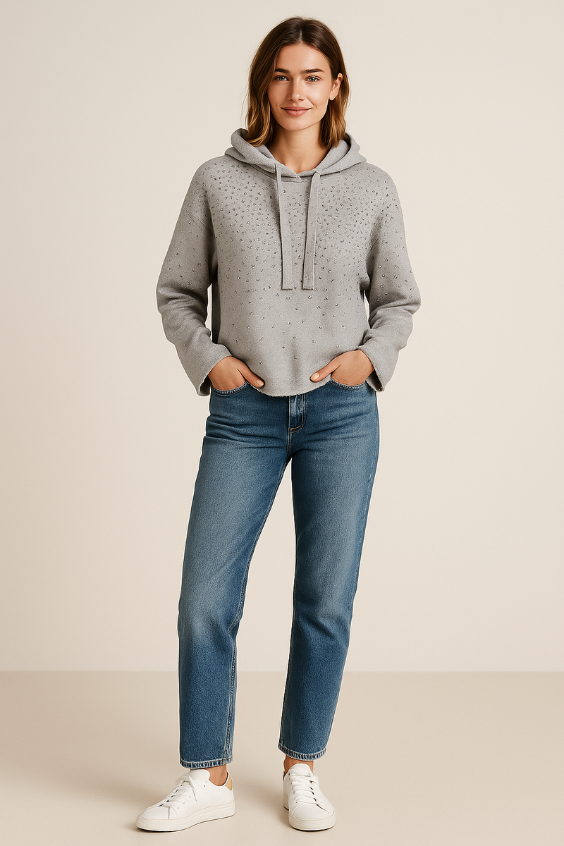 Sweatshirt „Strass“ Melange Grau