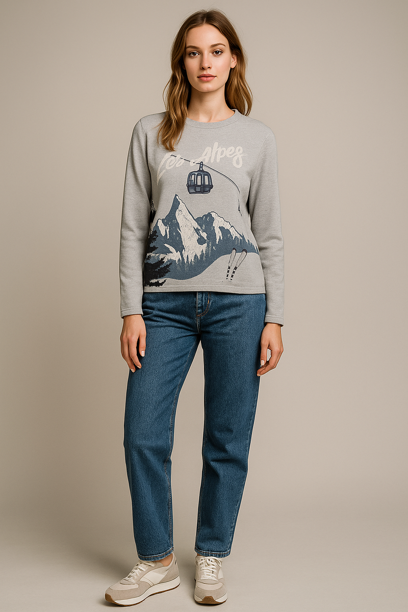 Pullover „Les Alpes“ Melange Grau