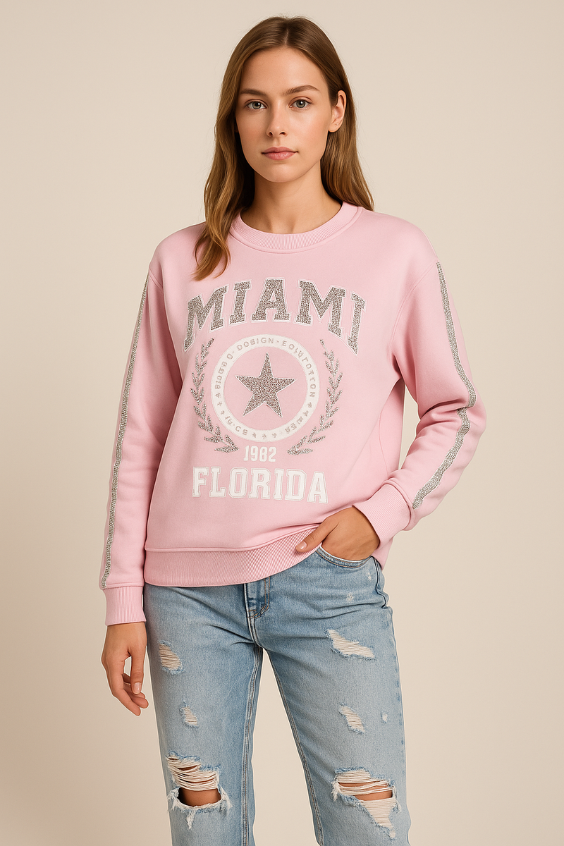 Sweatshirt „Miami“ Rosa | Weiß