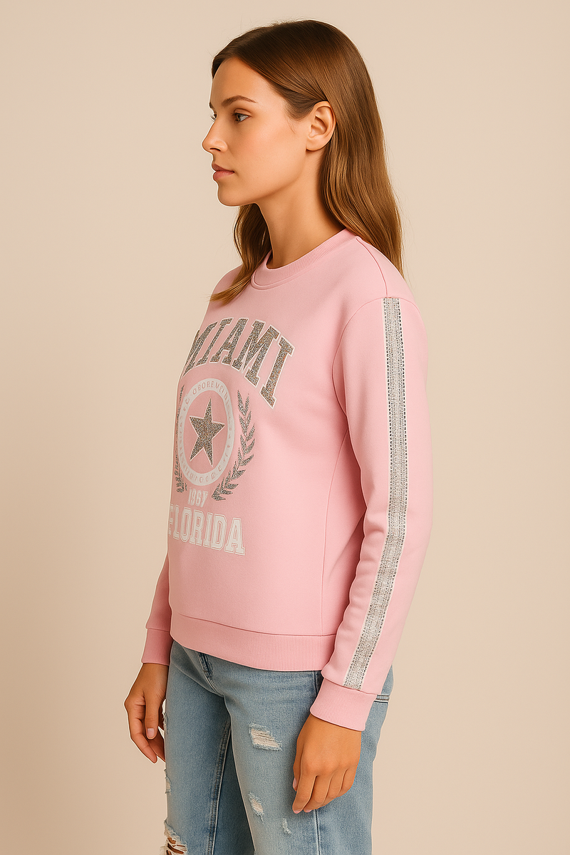 Sweatshirt „Miami“ Rosa | Weiß