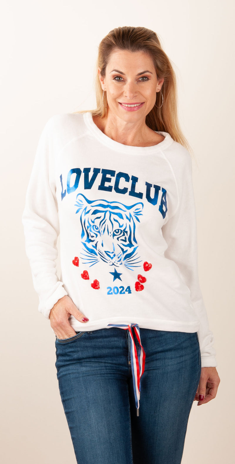 Sweatshirt Weiß | Blau
