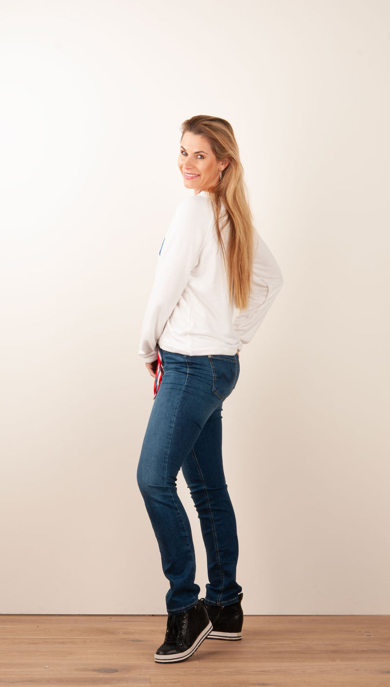 Sweatshirt Weiß | Blau