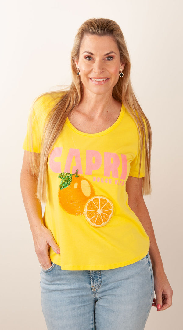 T-Shirt „Capri“ Gelb | Multicolor