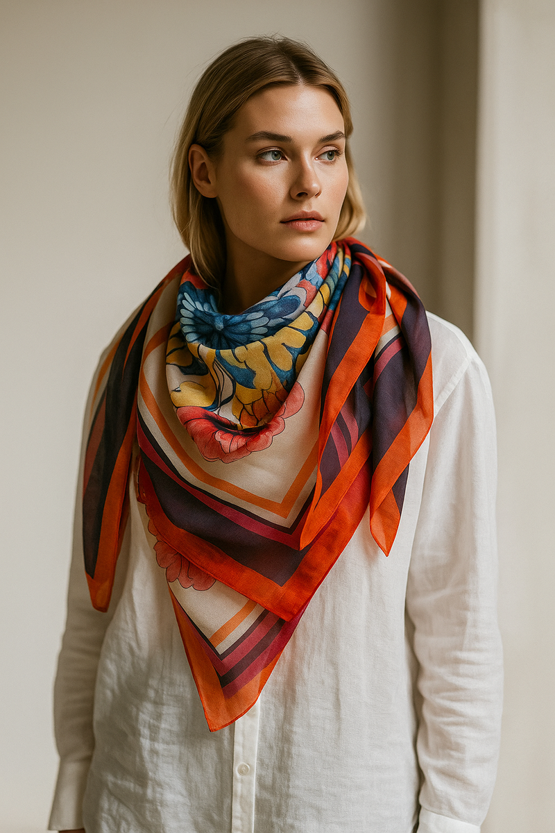 Viereckstuch „Blumen“ Multicolor