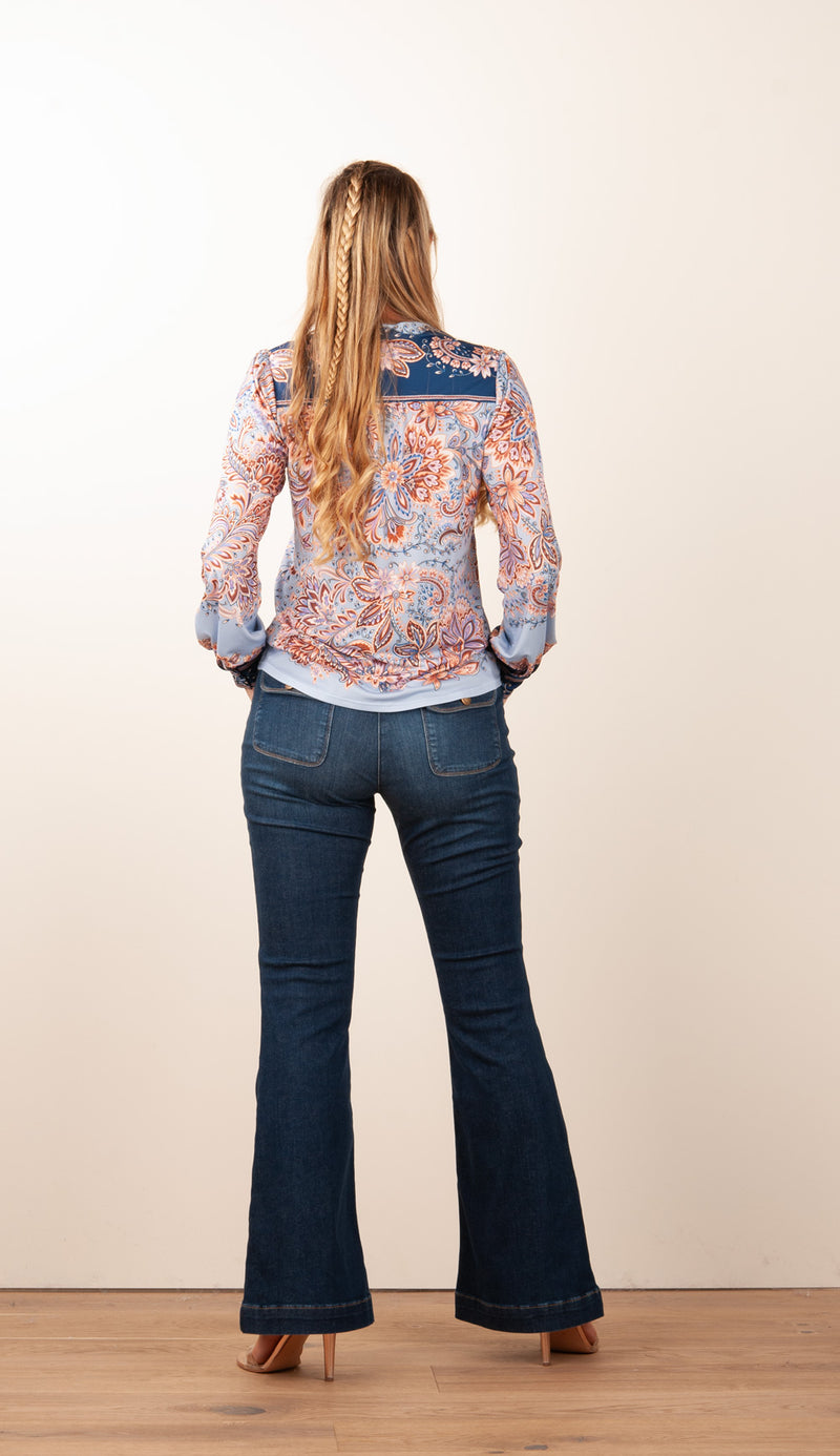 Shirt Blau | Beige | Multicolor