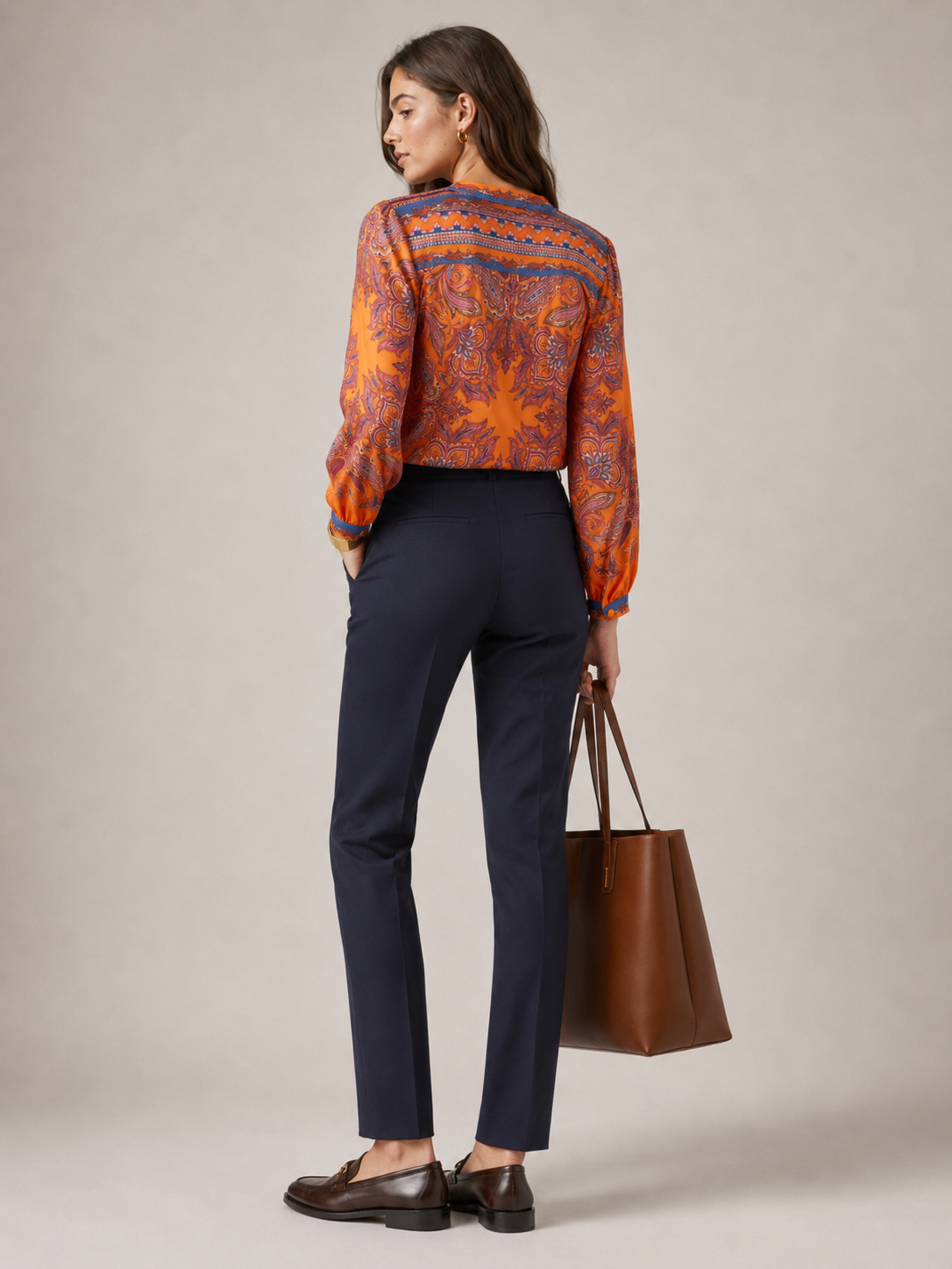 Boho-Bluse Orange | Blau | Multicolor