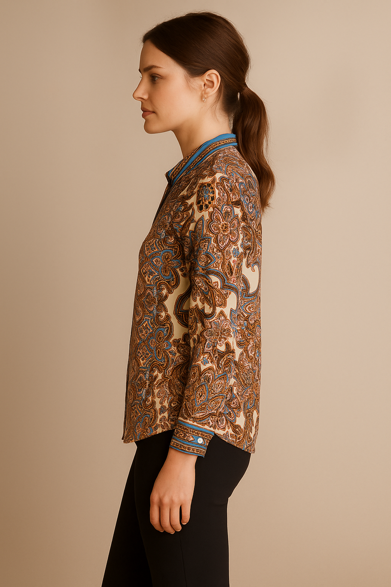 Shirt Blau | Creme | Multicolor
