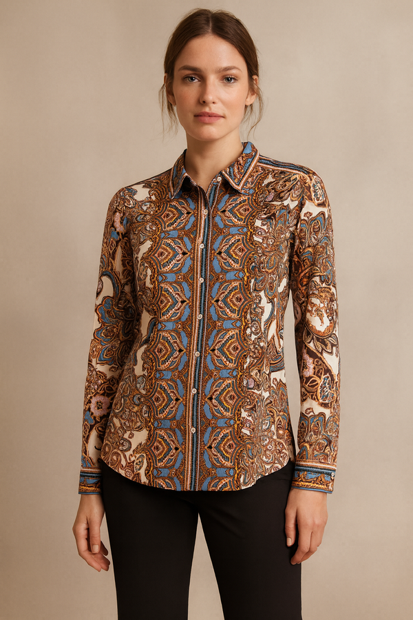 Shirt Blau | Creme | Multicolor