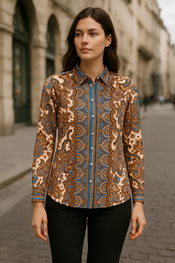 Shirt Blau | Creme | Multicolor