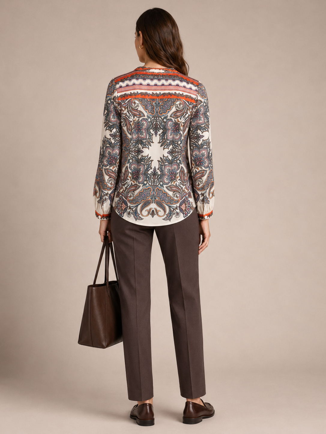 Bohème-Bluse Weiß | Blau | Orange | Multicolor