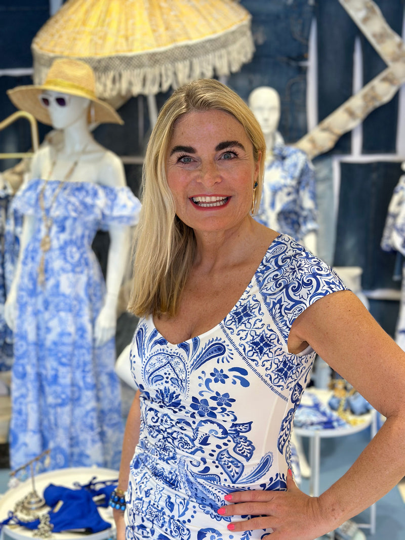 Kleid Weiß | Blau