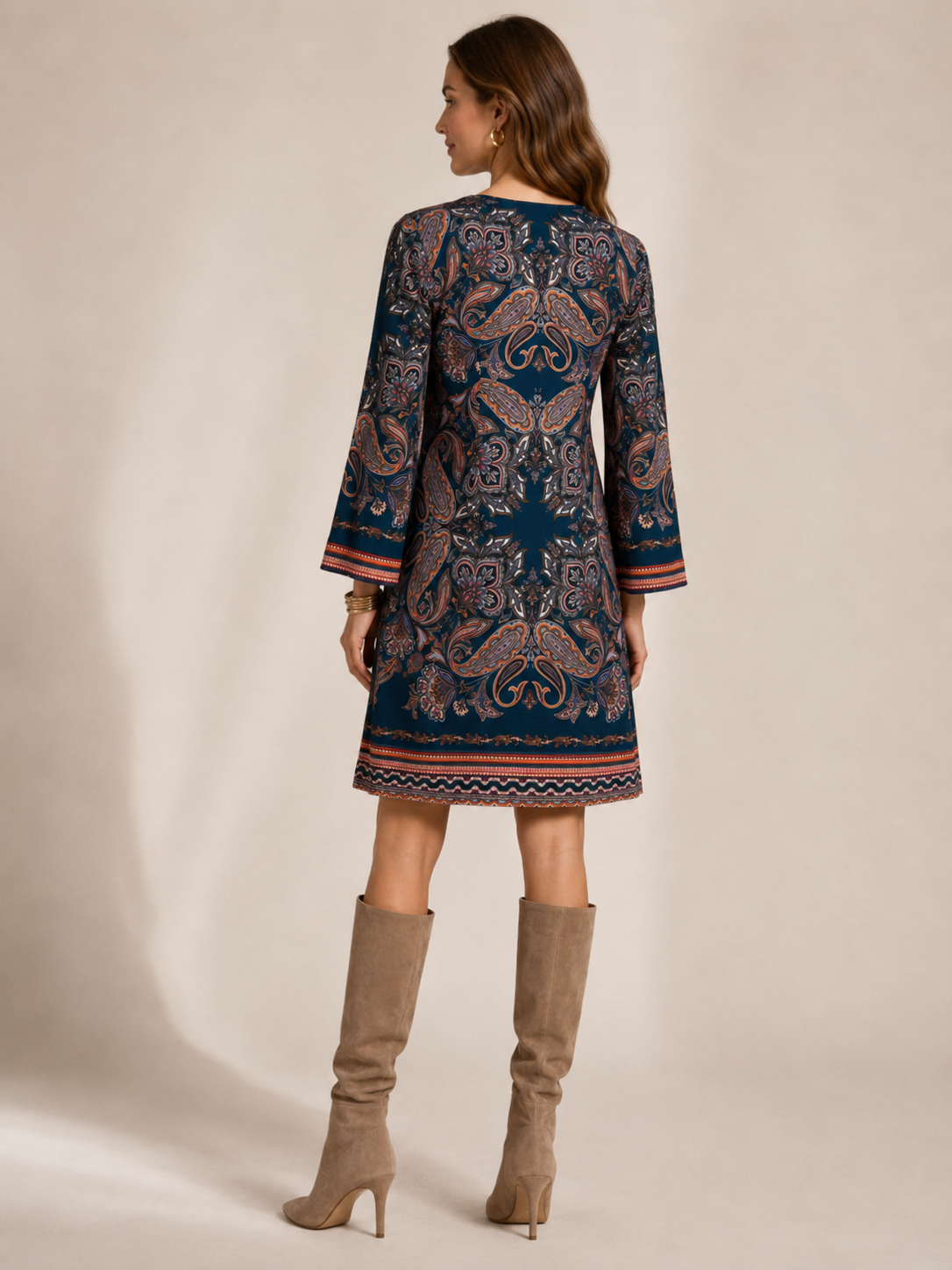 Statement-Kleid „Bohemian Chic“ Dunkelblau | Multicolor