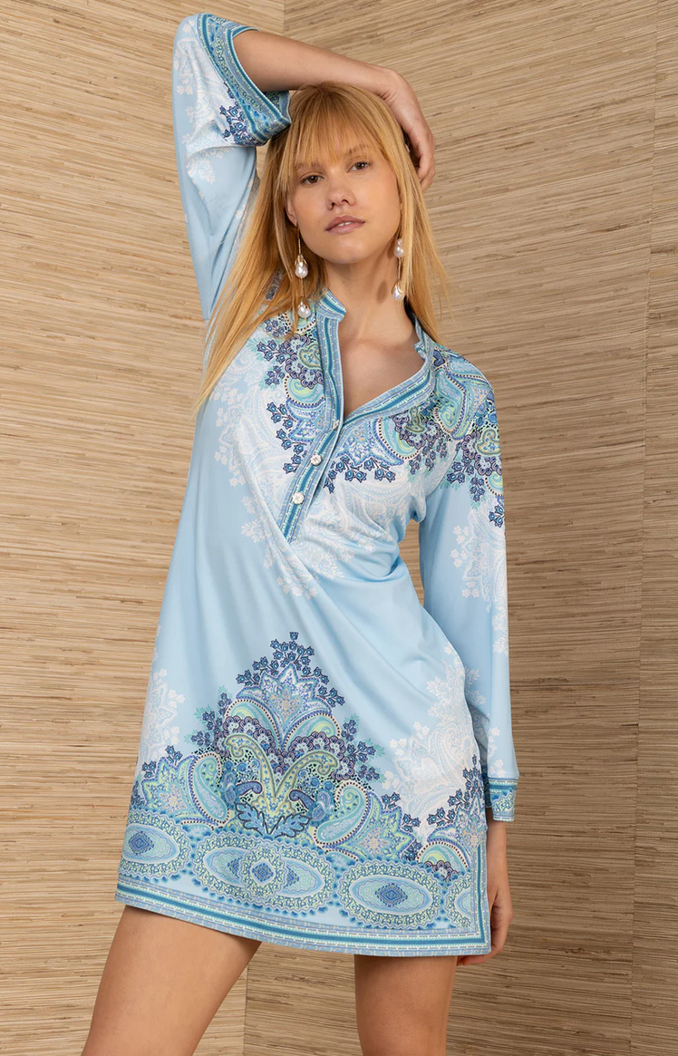 Kleid „Paisley“ Blau | Weiß