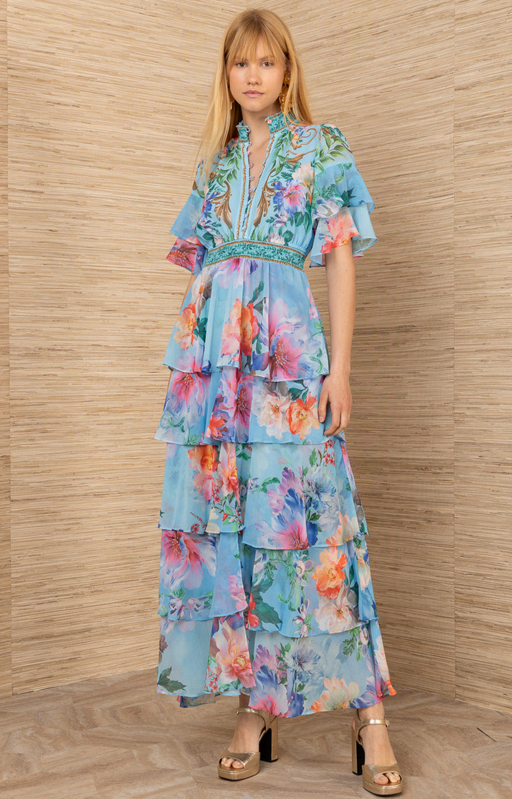 Kleid „Floral“ Hellblau | Multicolor