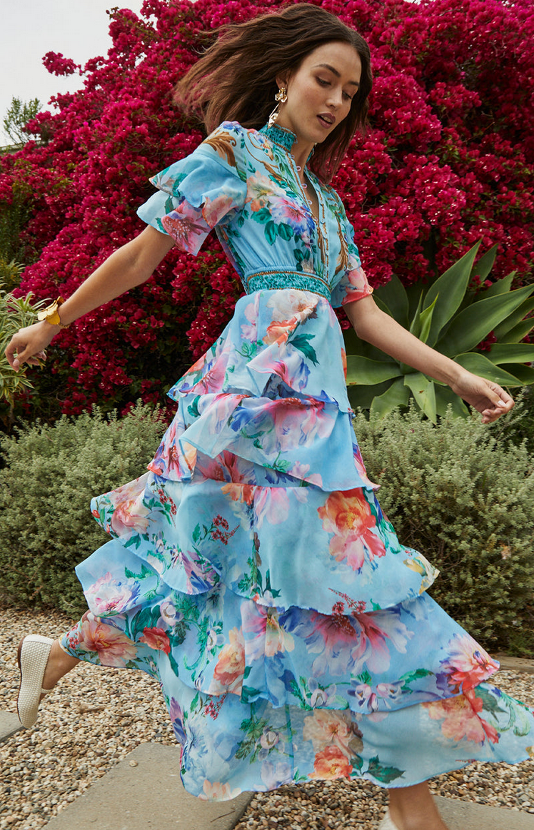 Kleid „Floral“ Hellblau | Multicolor