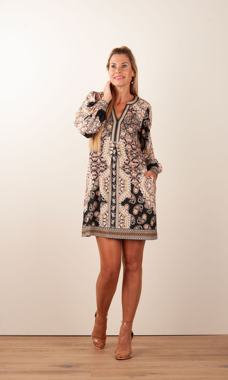 Kleid Taupe | Schwarz | Multicolor