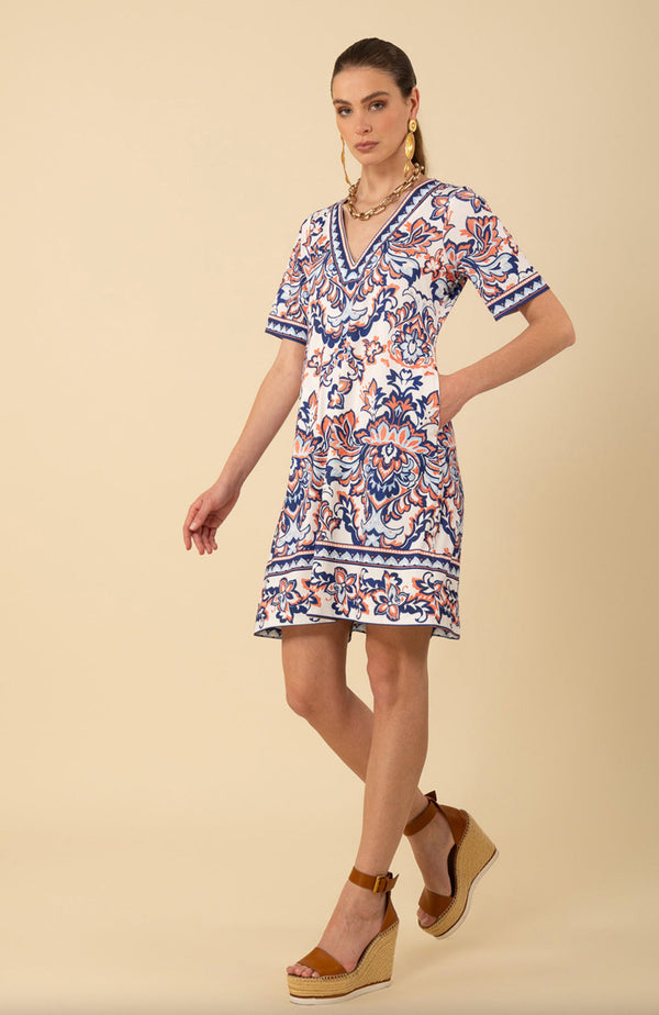 Kleid Weiß | Blau | Orange