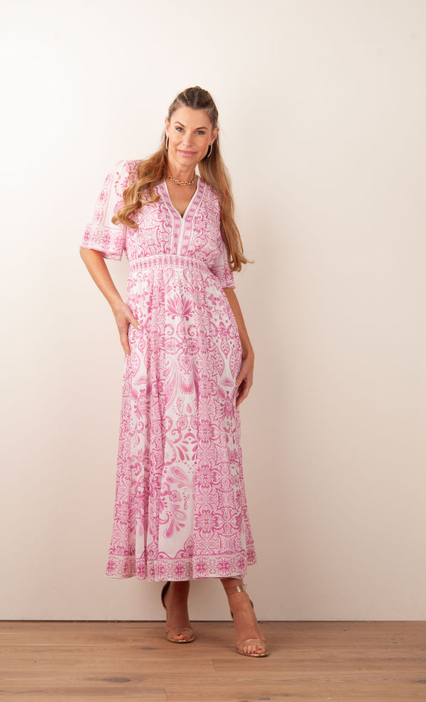 Kleid Weiß | Pink