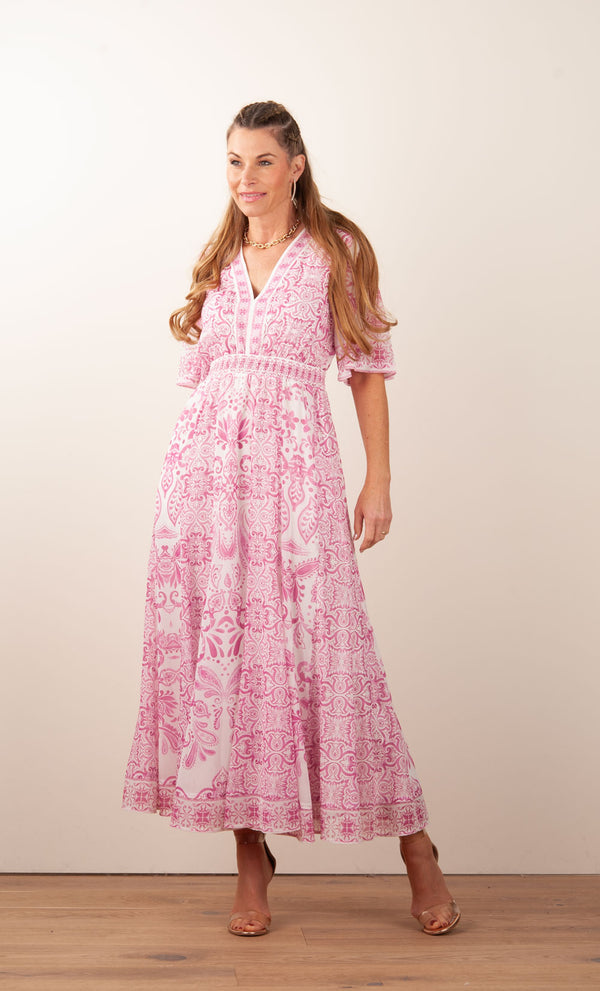 Kleid Weiß | Pink