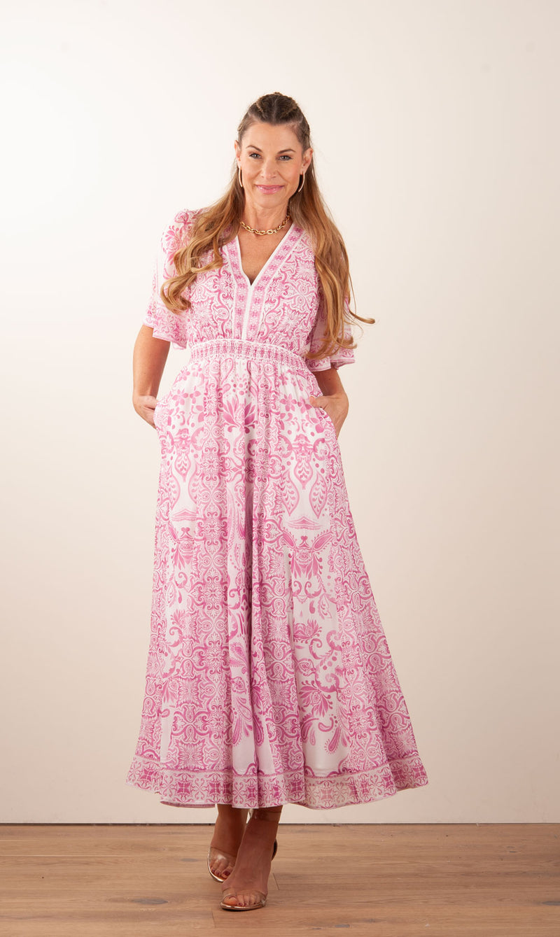 Kleid Weiß | Pink