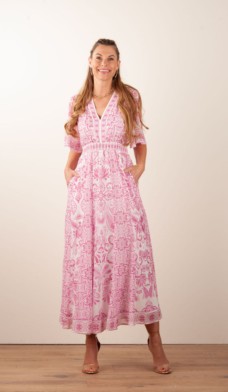 Kleid Weiß | Pink