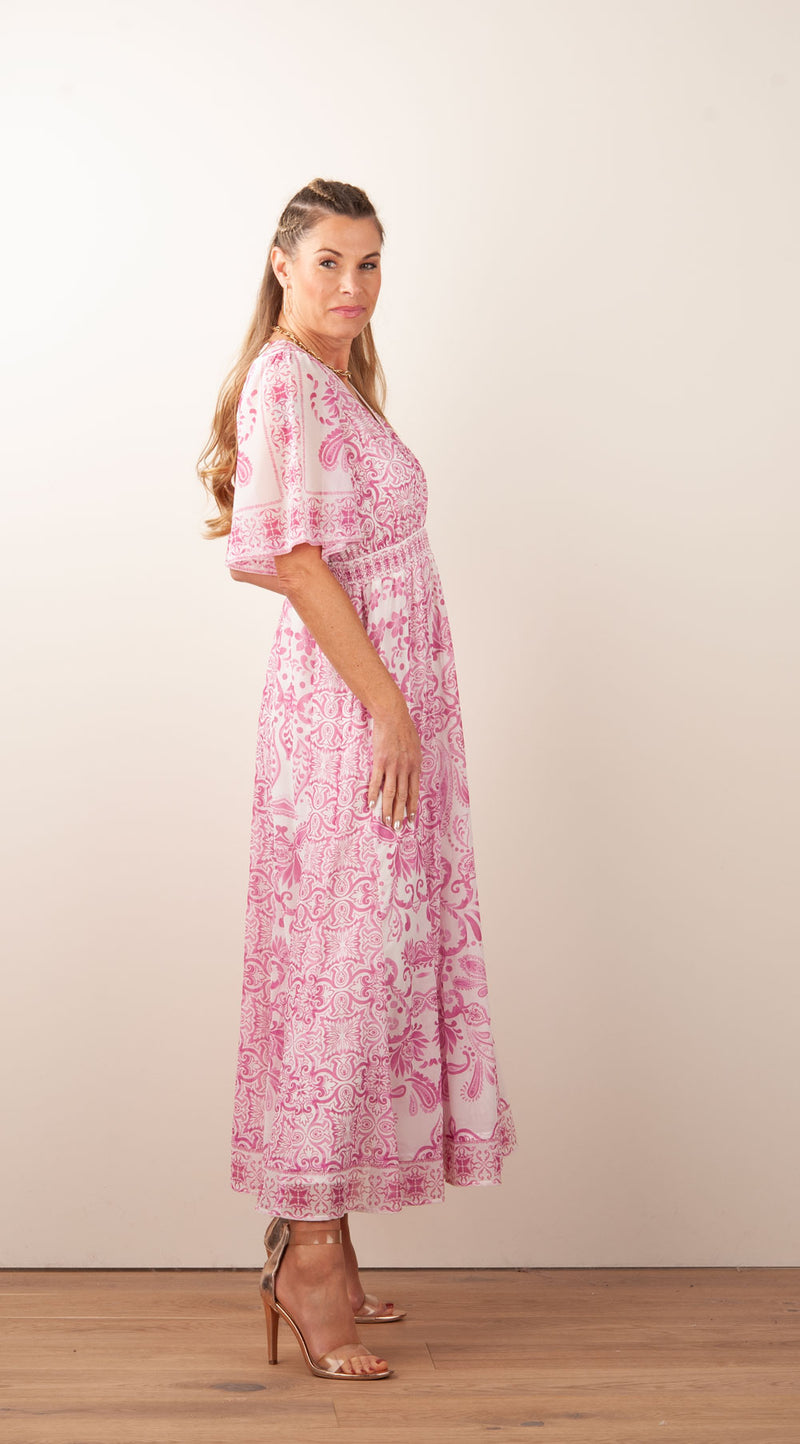 Kleid Weiß | Pink