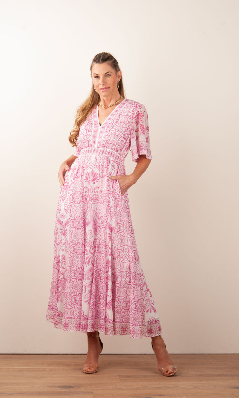 Kleid Weiß | Pink