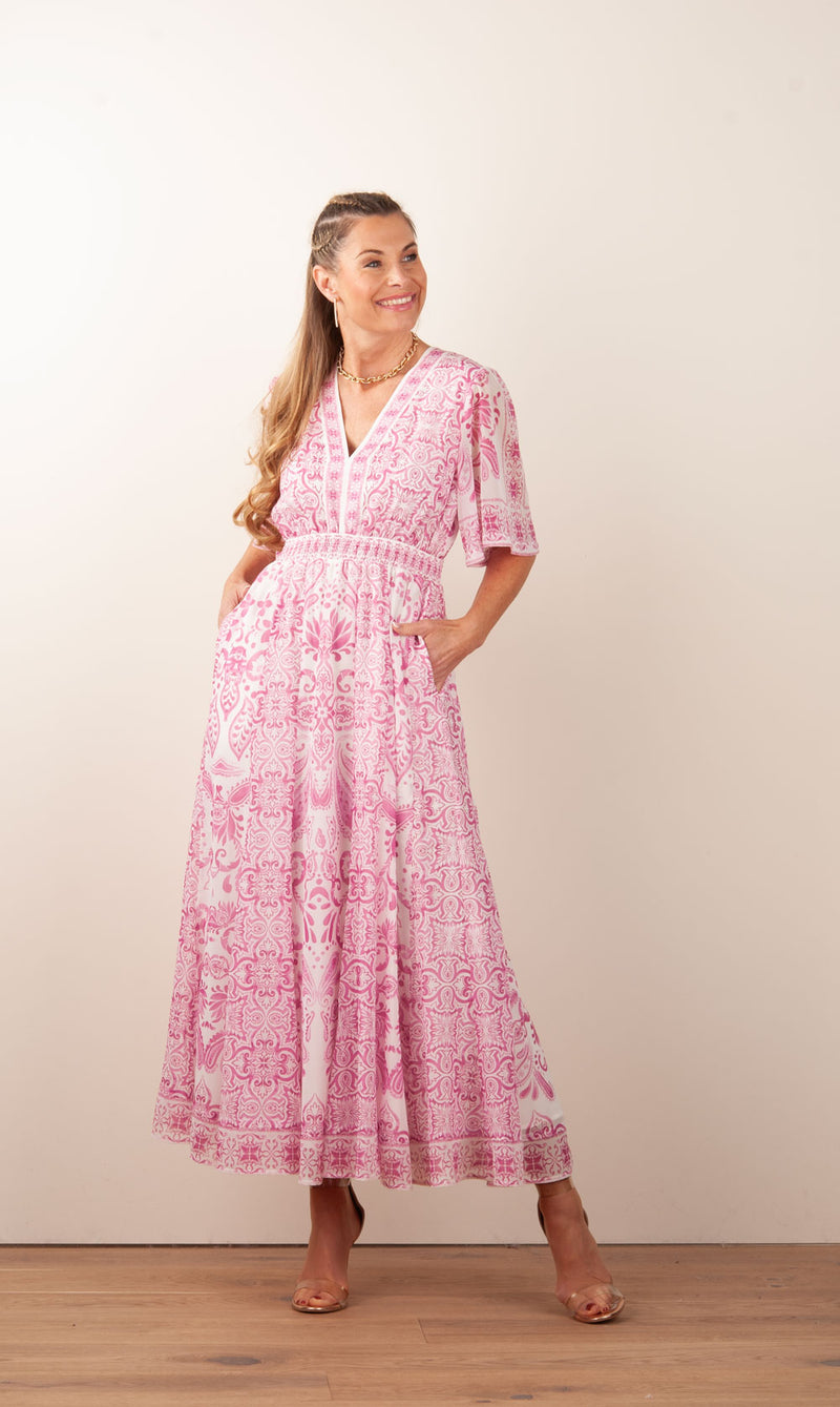Kleid Weiß | Pink