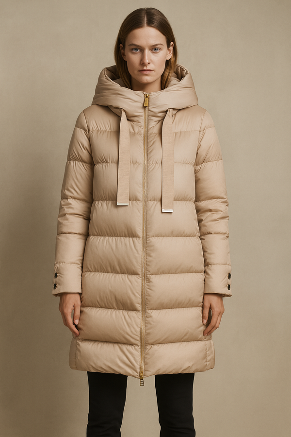 Daunenmantel Hellbeige