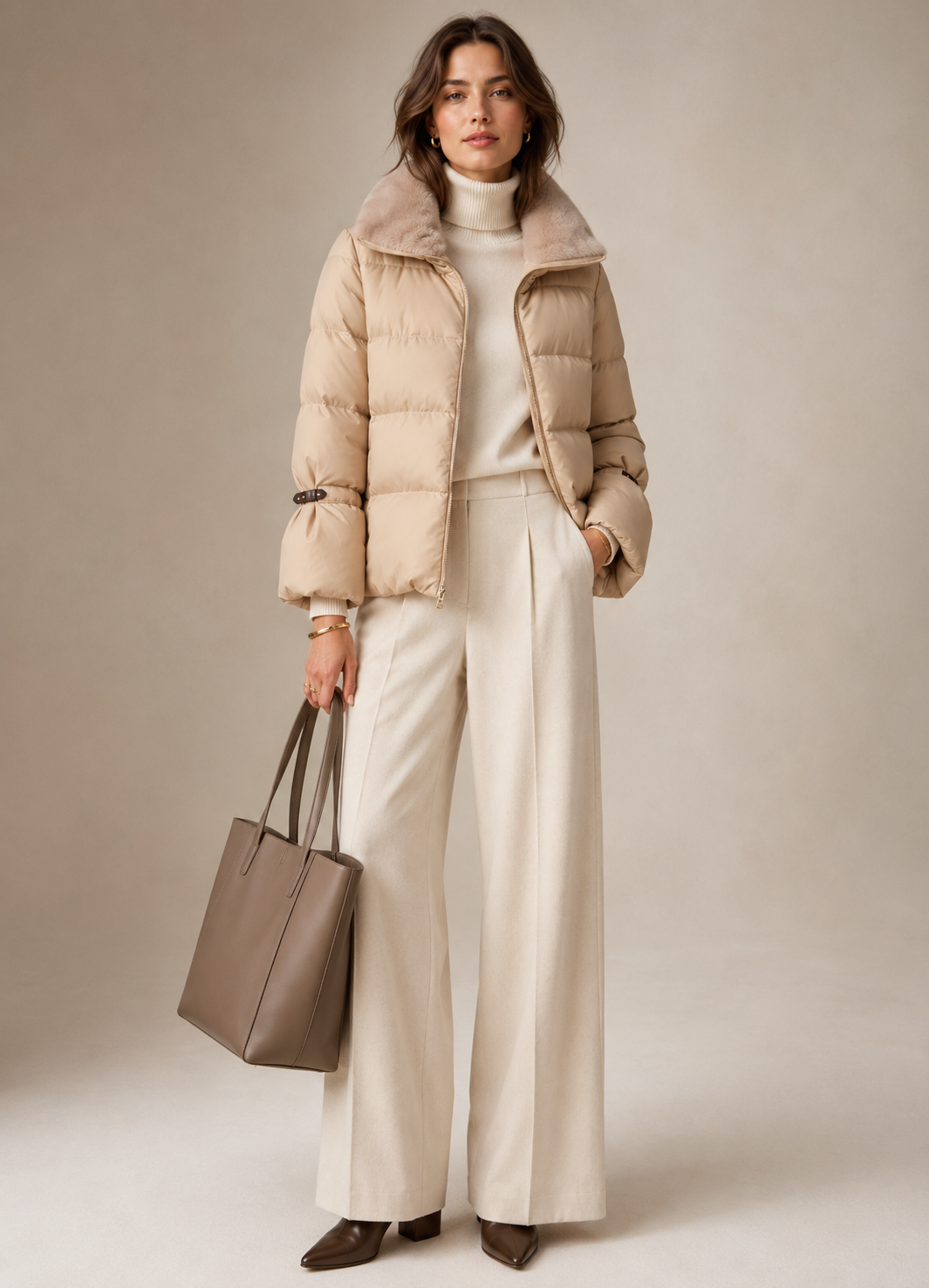 Daunenjacke Hellbeige