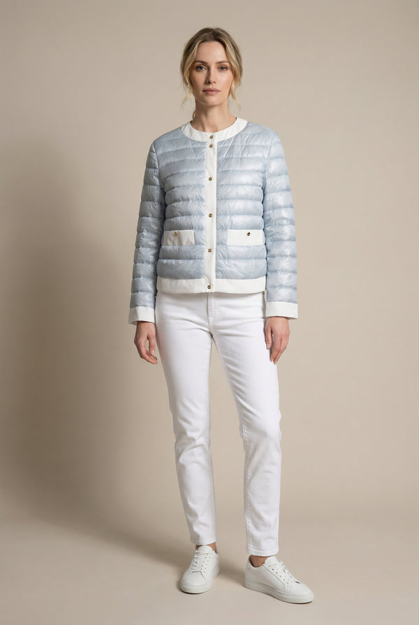 Leichte Daunenjacke Hellblau | Weiß
