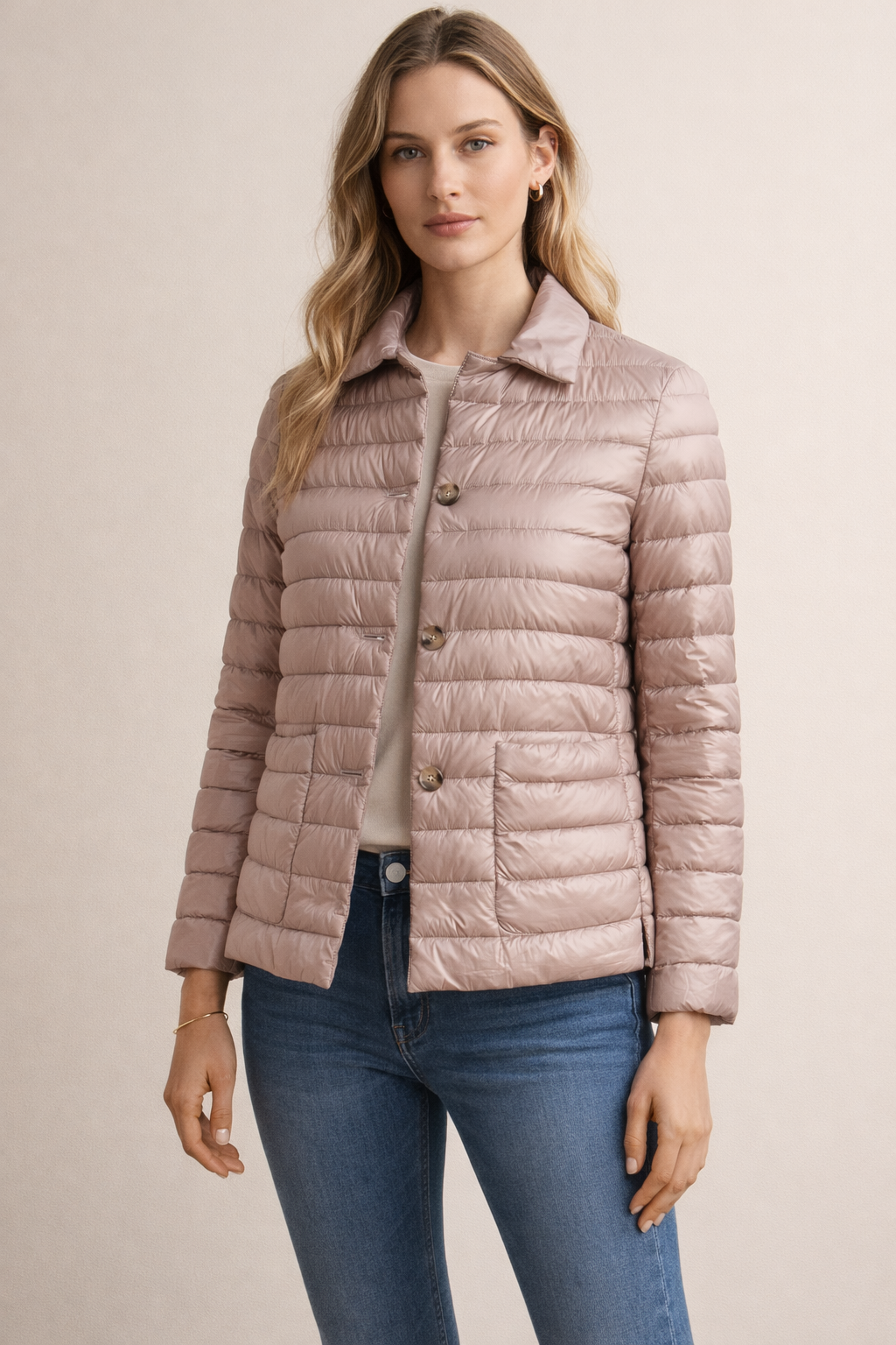 Leichte Daunenjacke Mauve-Taupe