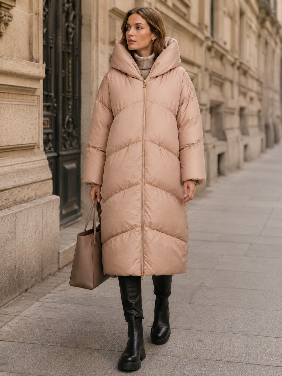 Statement-Daunenmantel „Puffer-Coat“ Beige