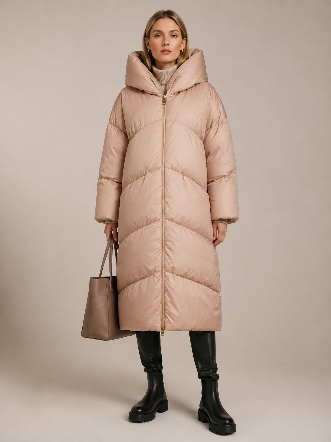 Statement-Daunenmantel „Puffer-Coat“ Beige