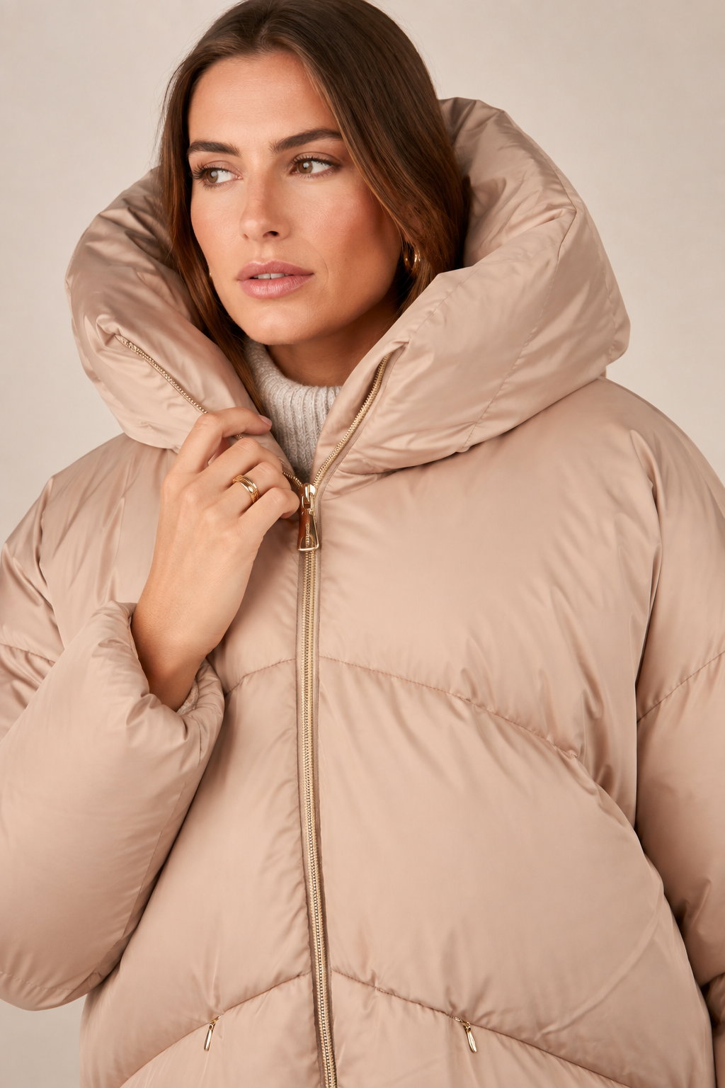 Statement-Daunenmantel „Puffer-Coat“ Beige