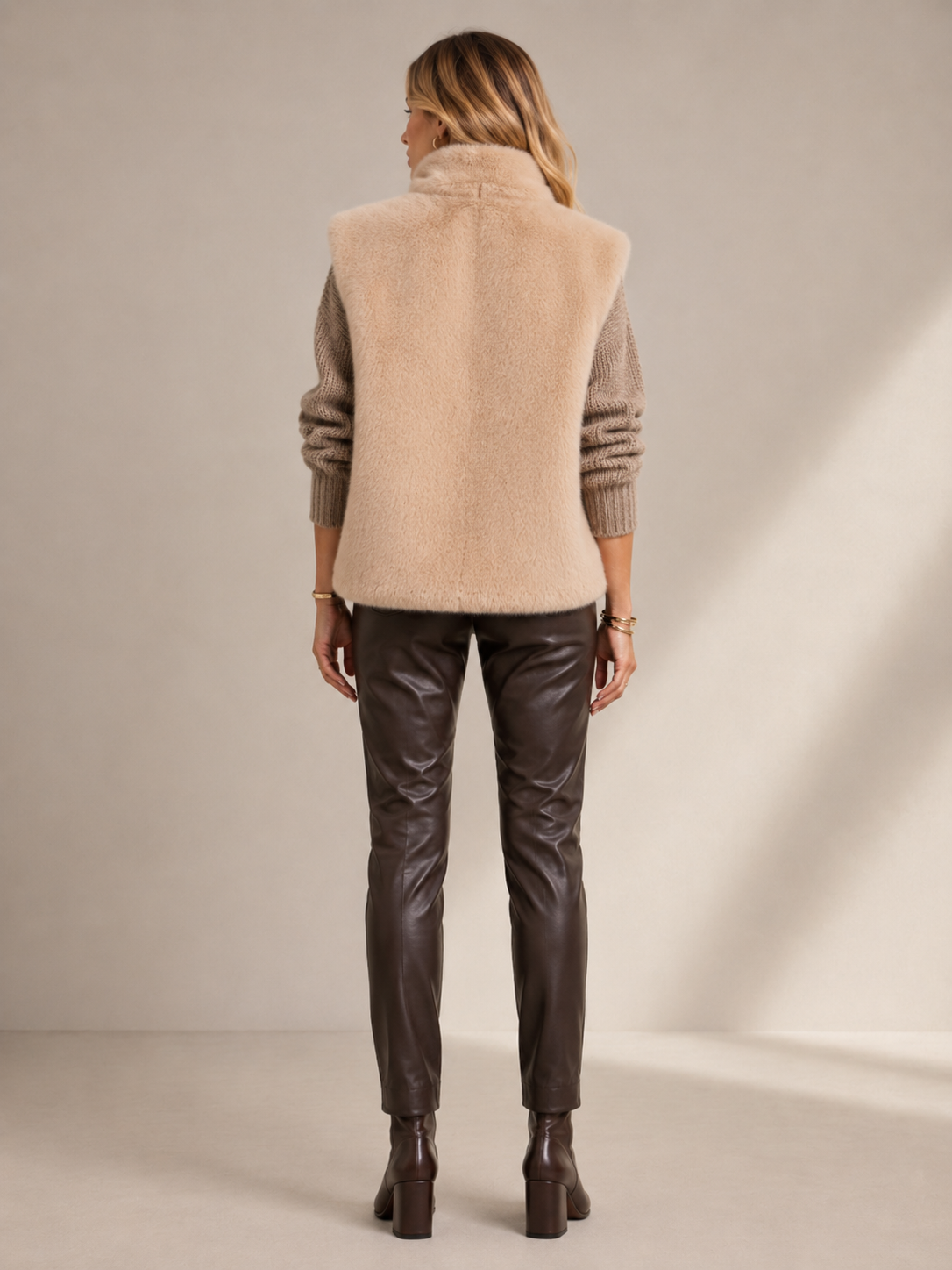 Fake-Fur-Weste Beige