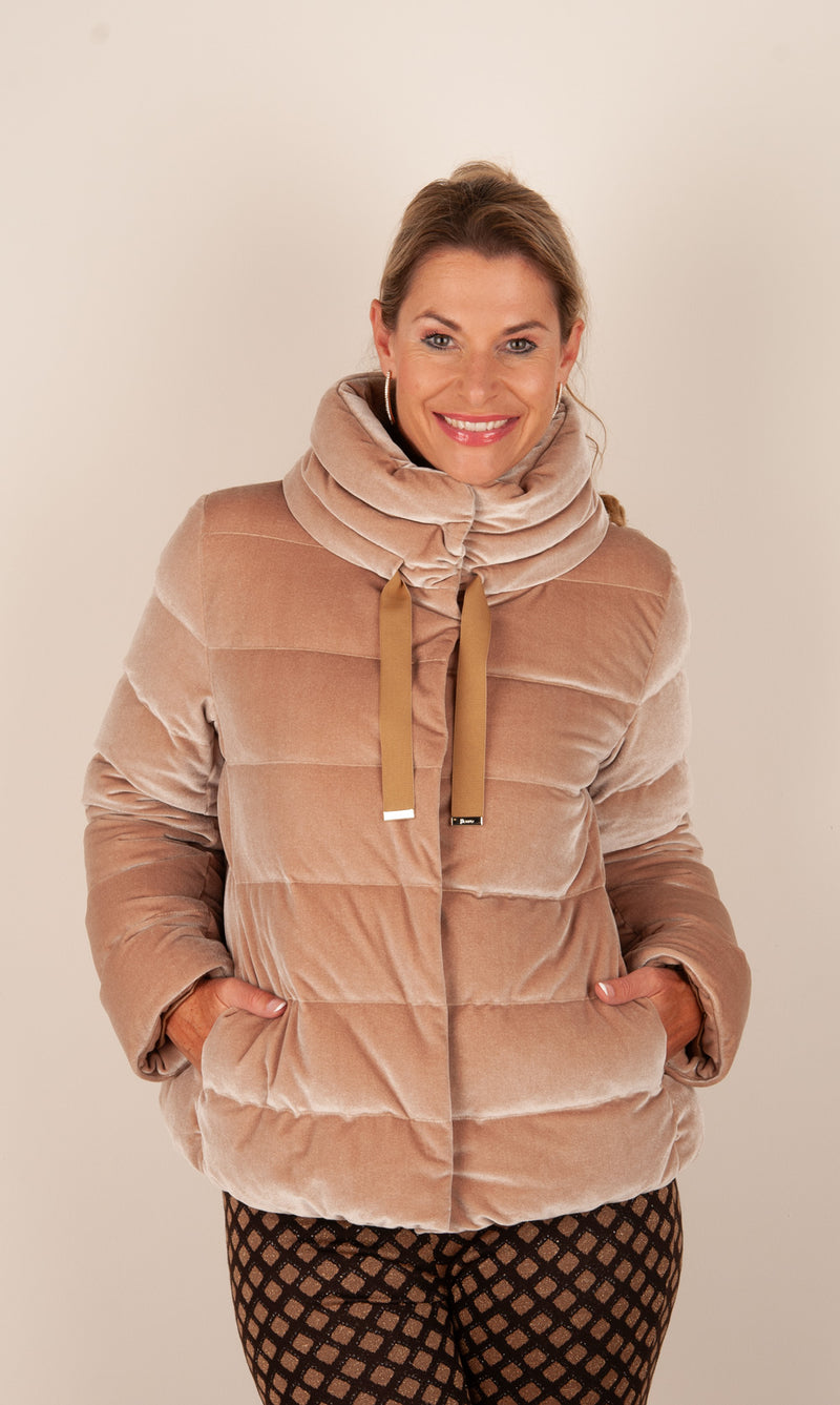 Samt Daunenjacke Beige