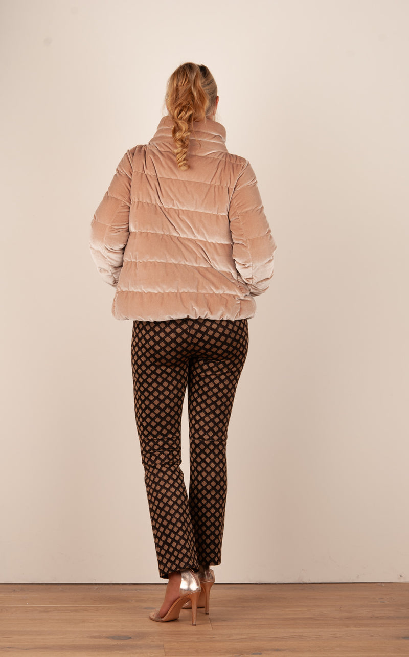 Samt Daunenjacke Beige