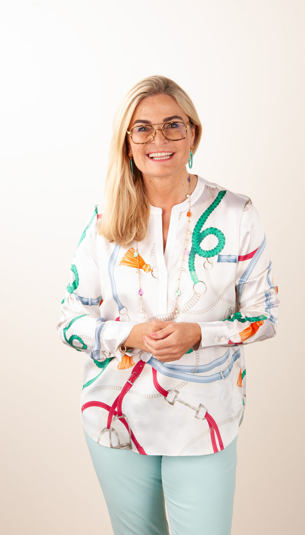 Bluse „Gina Schuhmacher“ Weiß | Multicolor