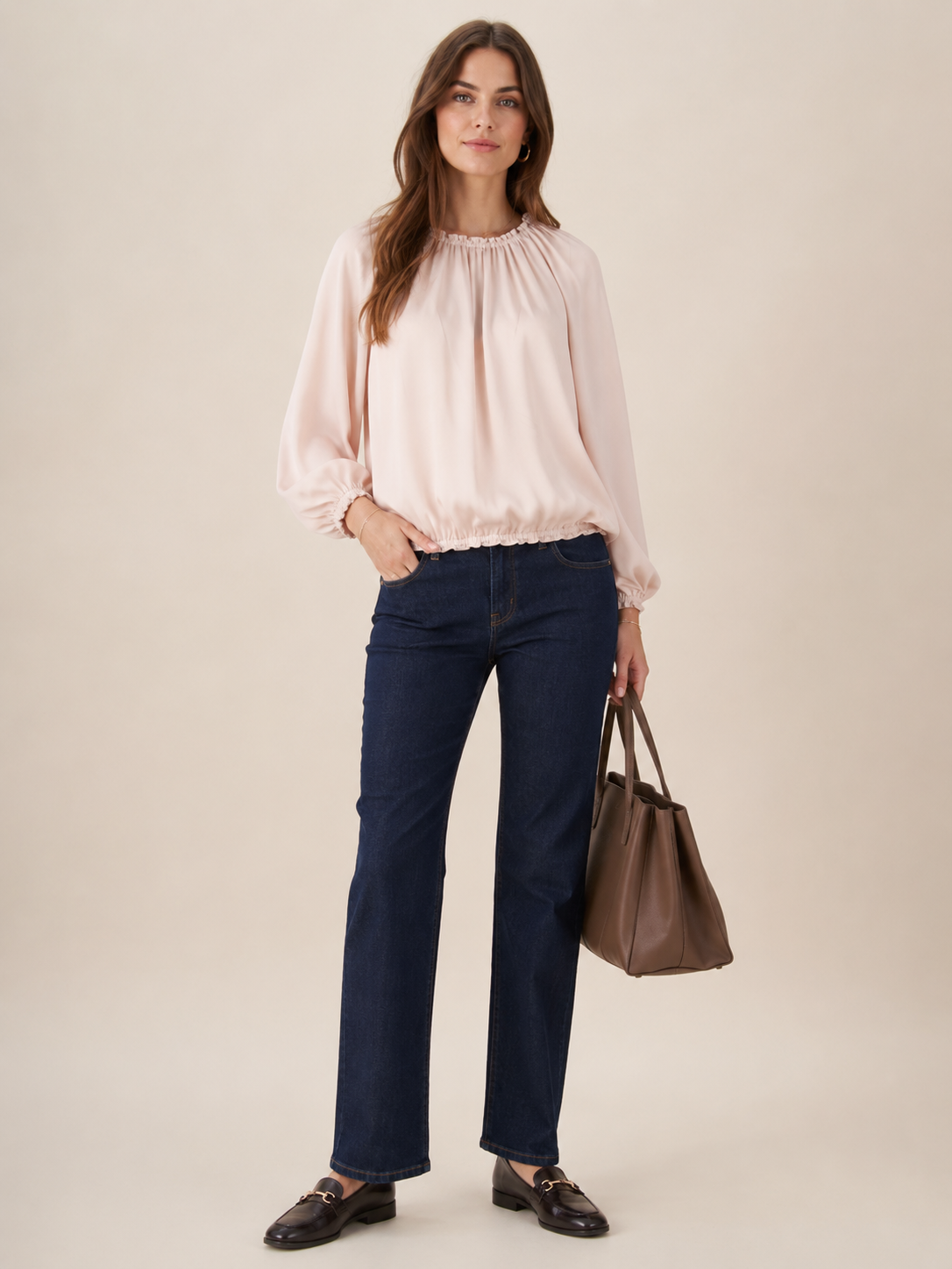 Bluse „Diana“ Hellbeige