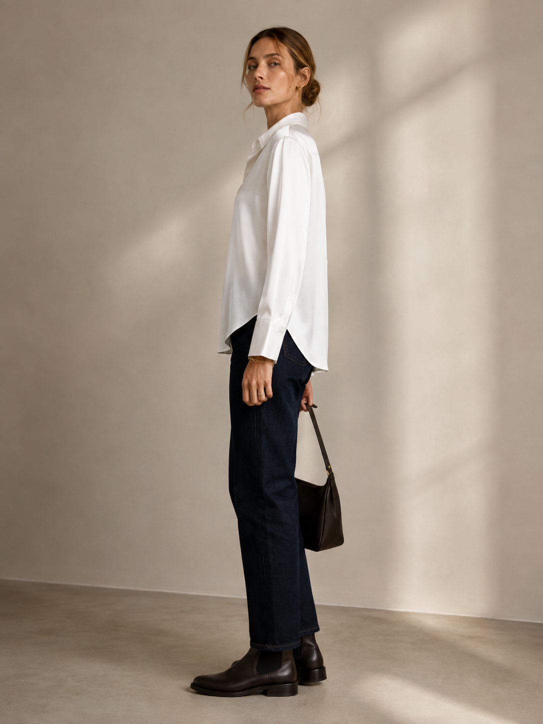 HERZENS Seiden-Bluse Weiß - Design-Fokus