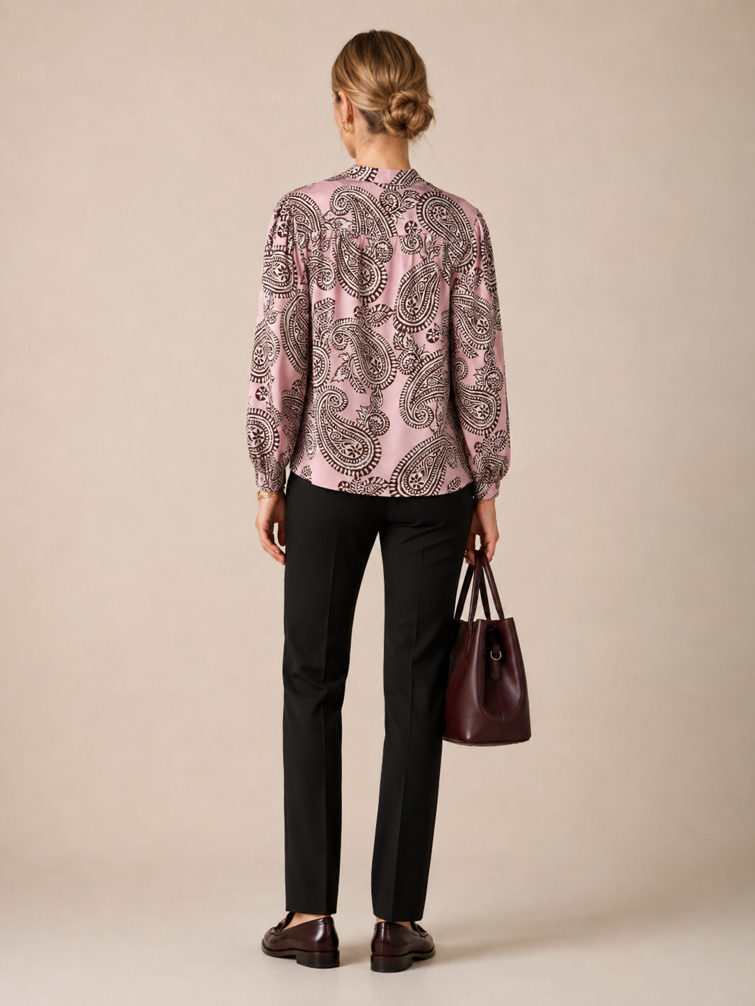 Seidenbluse „Paisley“ Rosa | Barolo | Weiß