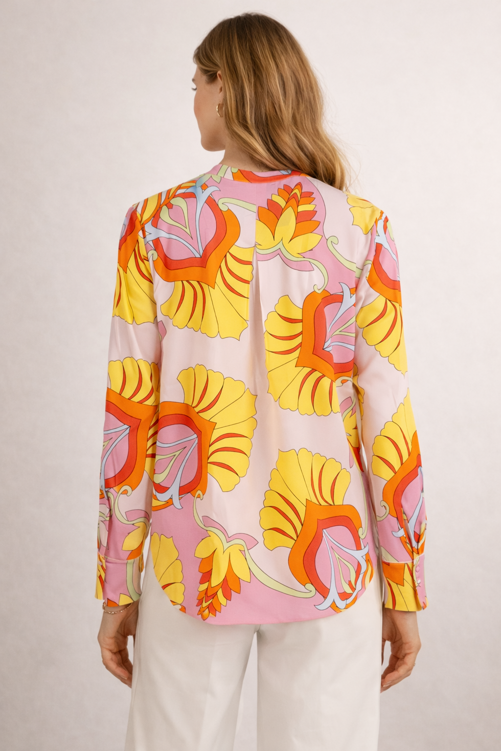Seidenbluse Rosa | Gelb | Orange