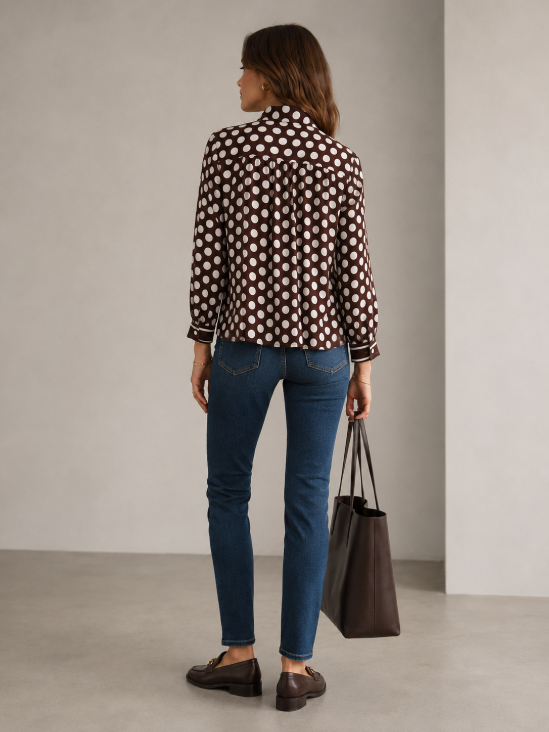 Schluppenbluse „Retro-Chic“ Polka-Dot-Print