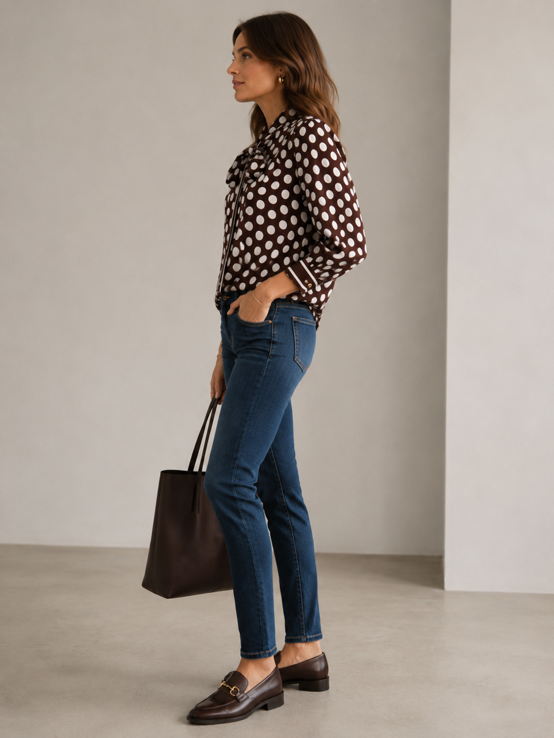 Schluppenbluse „Retro-Chic“ Polka-Dot-Print