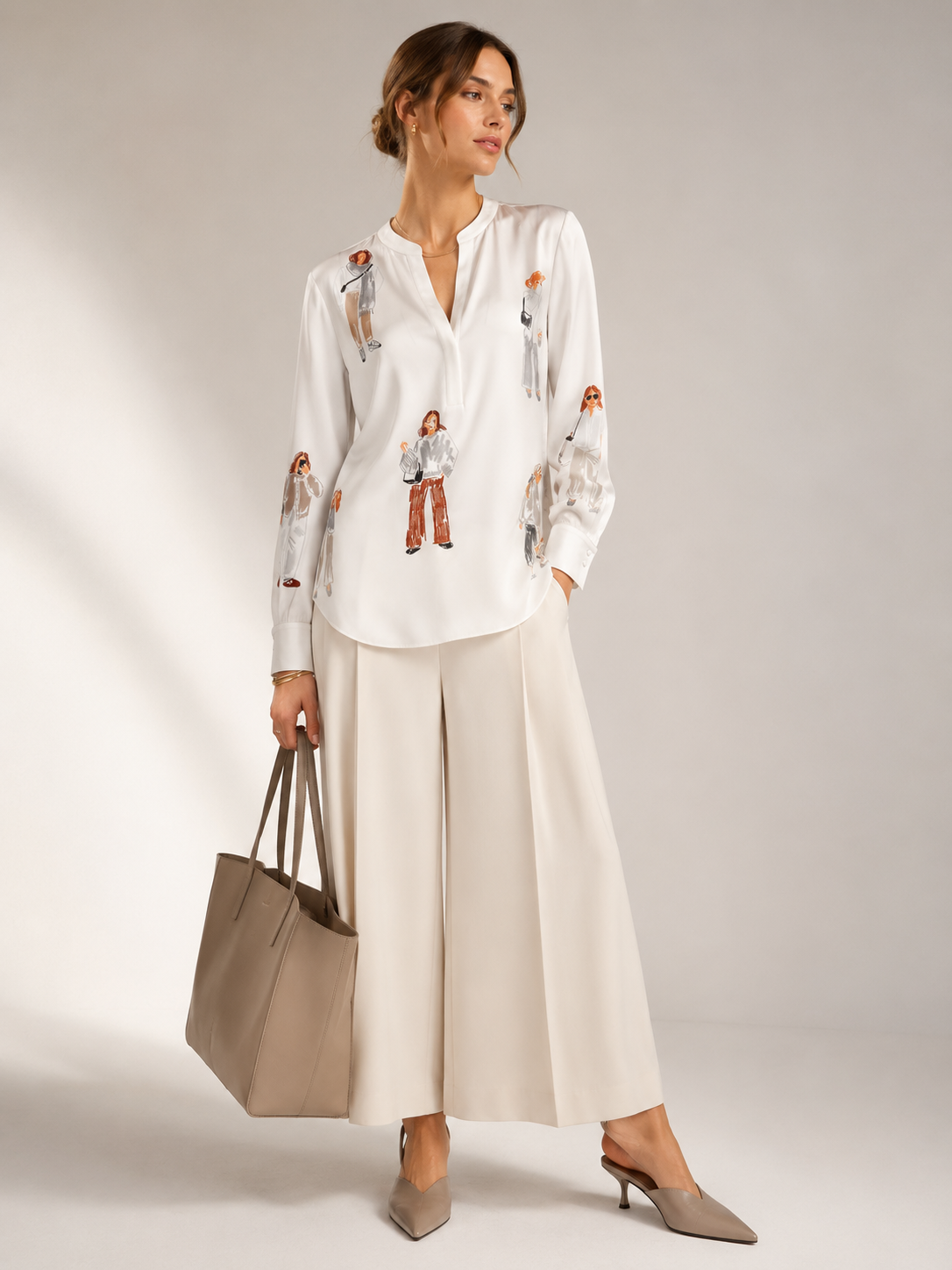 Seidenbluse „Street-Style-Chic“ Weiß | Multicolor